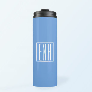 Bold Modern 3 Initials Monogram   Soft Blue Thermal Tumbler