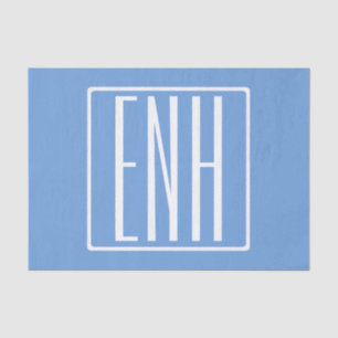 Bold Modern 3 Initials Monogram   Soft Blue Tissue Paper