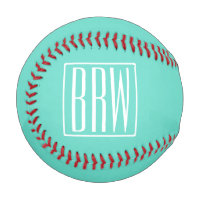 Bold Modern 3 Initials Monogram | White On Aqua