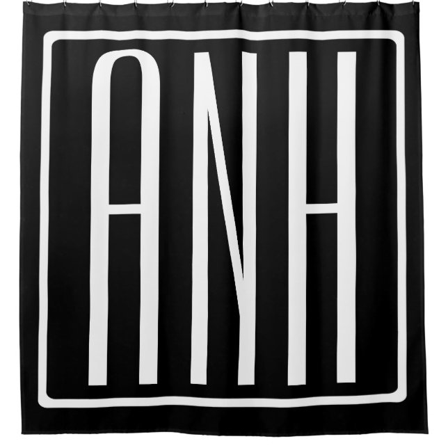 Bold Modern 3 Initials Monogram | White On Black (Front)