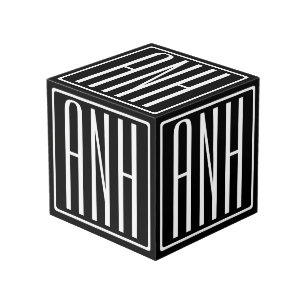 Bold Modern 3 Initials Monogram White On Black Cube