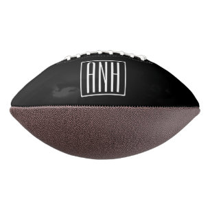 Bold Modern 3 Initials Monogram   White On Black Football