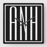 Bold Modern 3 Initials Monogram | White On Black