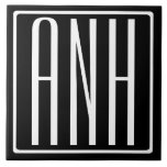 Bold Modern 3 Initials Monogram | White On Black Tile<br><div class="desc">Classy, bold & modern.</div>
