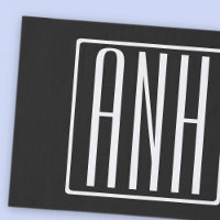 Bold Modern 3 Initials Monogram | White On Black