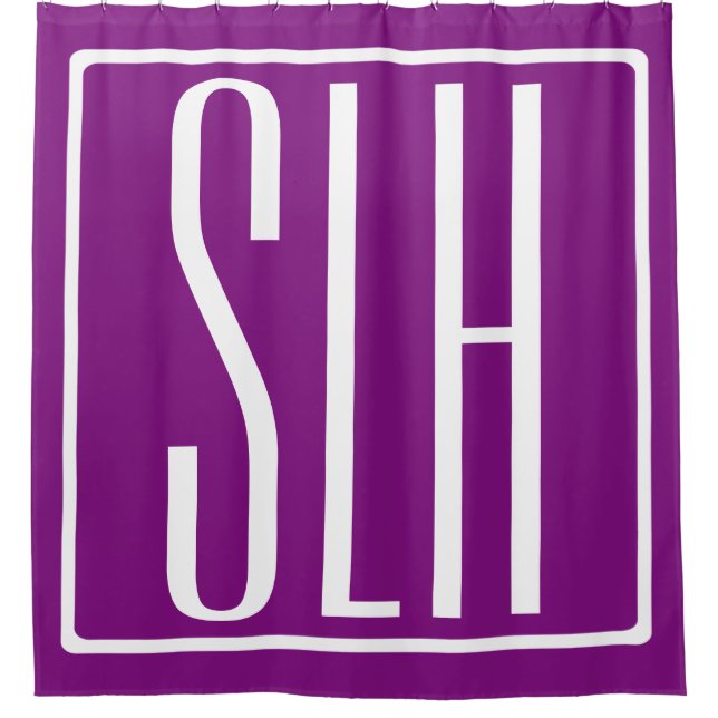 Bold Modern 3 Initials Monogram | White & Purple (Front)