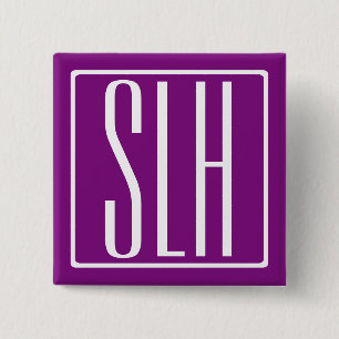 Bold Modern 3 Initials Monogram   White & Purple 2 Inch Square Button