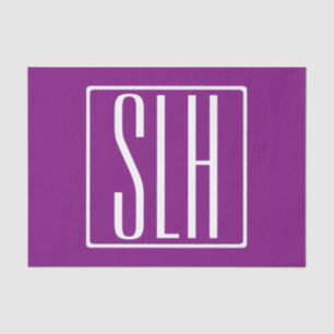 Bold Modern 3 Initials Monogram   White & Purple Tissue Paper