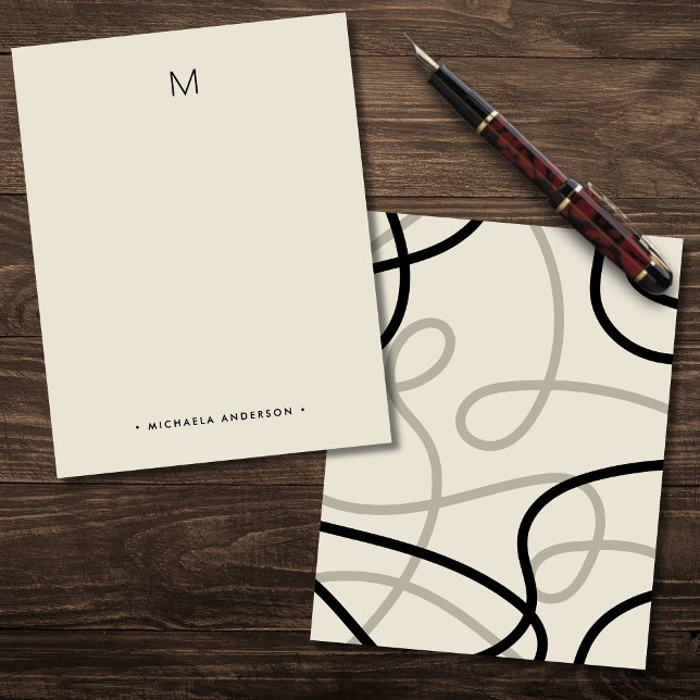 Bold Modern Abstract Monogram & Name Stationery Card (Creator Uploaded)