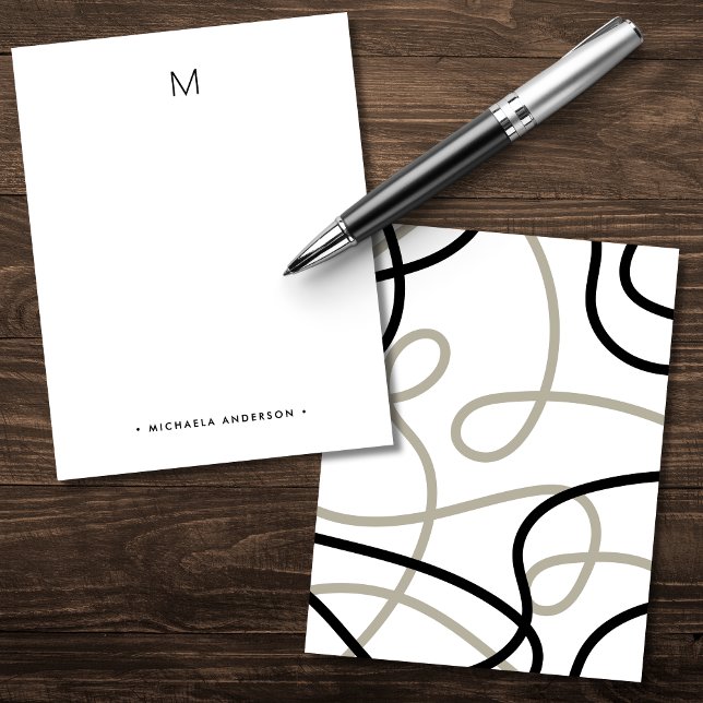 Bold Modern Abstract Monogram & Name Stationery Card (Creator Uploaded)