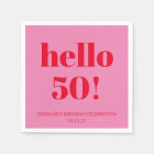 Bold Modern Aesthetic Pink and Red 50th Birthday