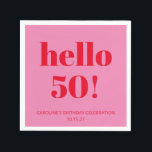 Bold Modern Aesthetic Pink and Red 50th Birthday Napkin<br><div class="desc">Bold Modern Simple Fun Pink and Red 50th Birthday Custom Napkins - age is editable</div>