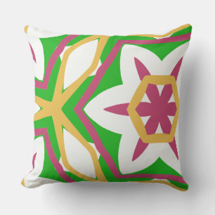Bold Modern asymmetrical pink yellow green Throw Pillow