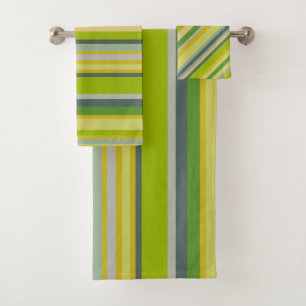 Bold Modern Bamboo Colours Multi-Stripe Pattern Bath Towel Set