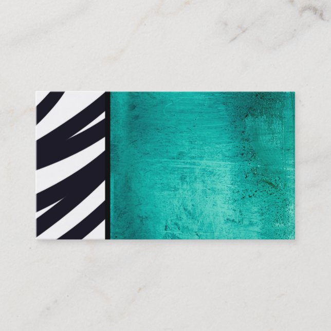 bold modern black and white stripes on turquoise  business card (Front)