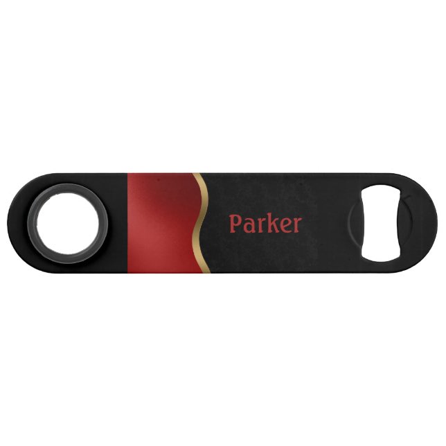 Bold Modern Black Red and Gold Bar Key (Front (Horizontal))