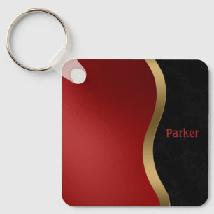 Bold Modern Black Red and Gold Keychain