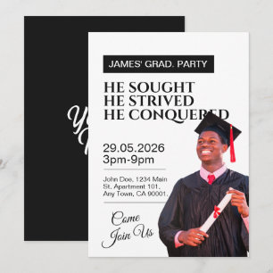 Bold Modern Black & White Graduation Party Invite