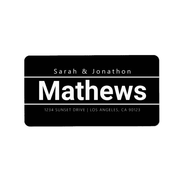 Bold Modern Black & White Return Address Label (Front)