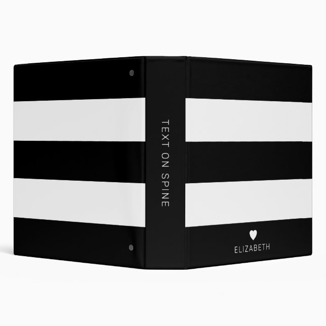 Bold Modern Black White Striped Pattern with Heart Binder (Background)