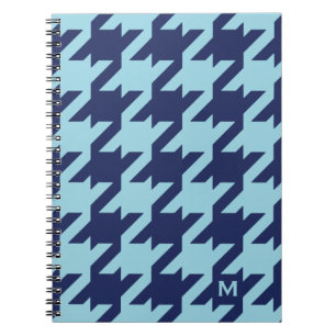 Bold modern blue houndstooth with monogram notebook