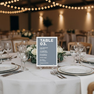 Bold Modern Blue minimal Table seating chart Invitation
