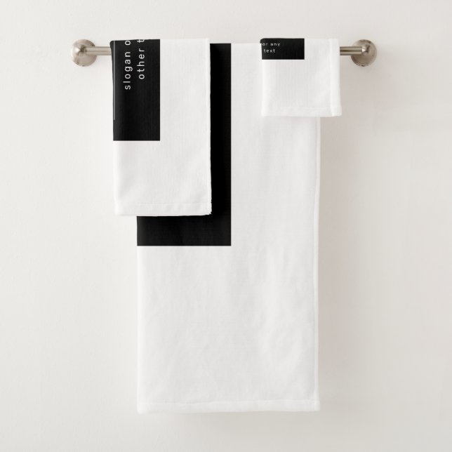 Bold Modern Brand or Business Name | Black & White Bath Towel Set (Insitu)