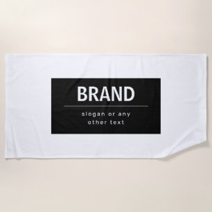 Bold Modern Brand or Business Name Black & White Beach Towel
