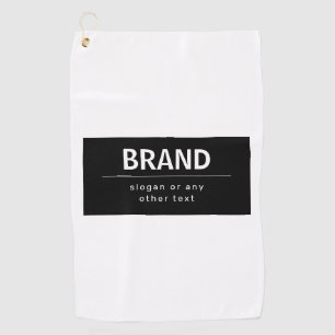 Bold Modern Brand or Business Name   Black & White Golf Towel