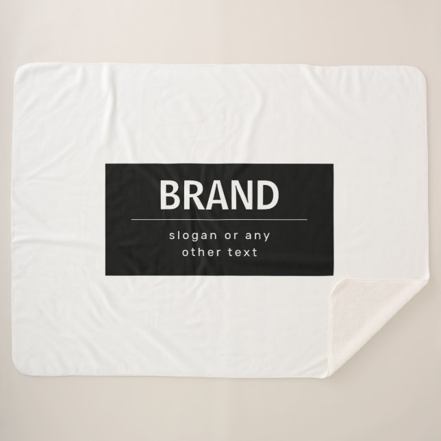 Bold Modern Brand or Business Name | Black & White Sherpa Blanket (Front (Horizontal))