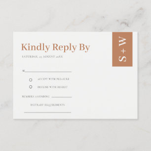 Bold Modern Burnt Orange Rust Tan Wedding RSVP Enclosure Card