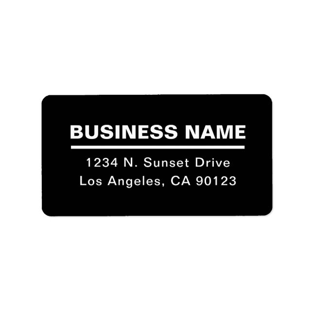 Bold Modern Business Name Template | B&W Label (Front)