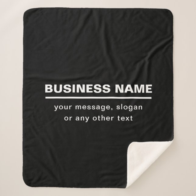 Bold Modern Business Name Template | B&W Sherpa Blanket (Front)