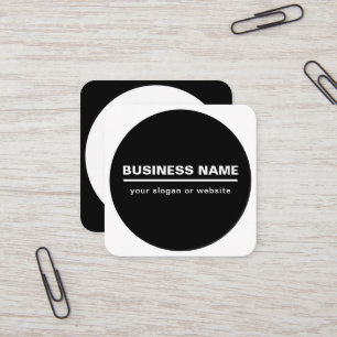 Bold Modern Business Name Template B&W Square Business Card