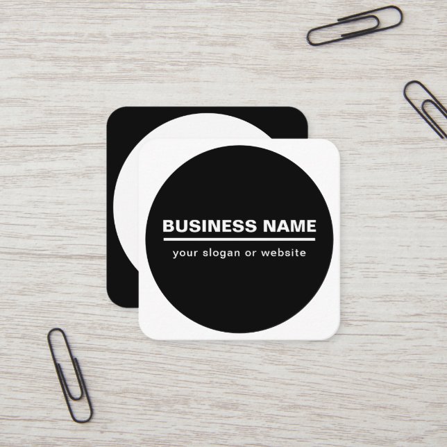 Bold Modern Business Name Template | B&W Square Business Card (Front/Back In Situ)