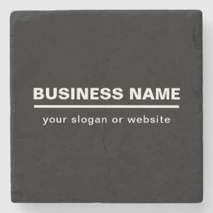 Bold Modern Business Name Template   B&W Stone Coaster