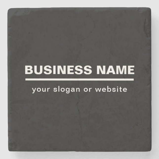 Bold Modern Business Name Template | B&W Stone Coaster (Front)