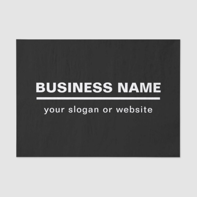 Bold Modern Business Name Template | B&W Tissue Paper (Front)