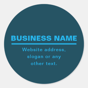 Bold Modern Business Name Template   Blue Classic Round Sticker