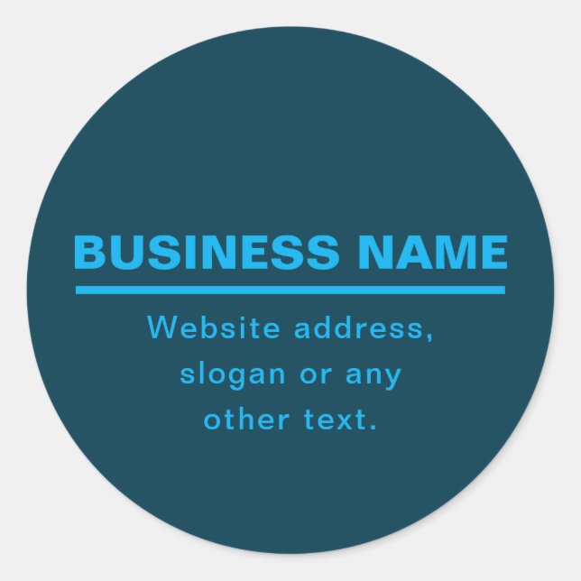 Bold Modern Business Name Template | Blue Classic Round Sticker (Front)