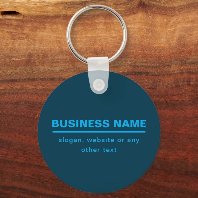 Bold Modern Business Name Template | Blue Keychain (Front)