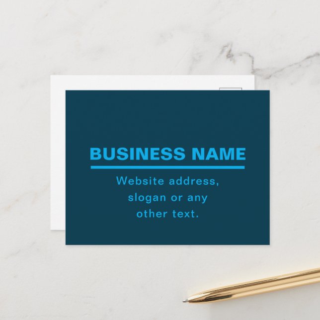 Bold Modern Business Name Template | Blue Postcard (Front/Back In Situ)