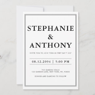 Bold Modern BW ‘We Do’ Wedding Clean Layout Invitation