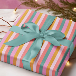 Bold Modern Christmas Bright Stripe Wrapping Paper