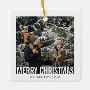 Bold Modern Christmas Holiday Ceramic Ornament