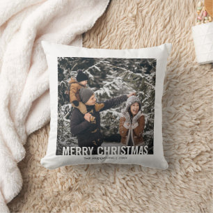 Bold Modern Christmas Holiday Photo Throw Pillow