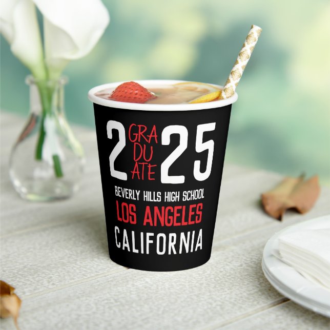 Bold Modern Class of 2025 Graduation Paper Cups (Insitu)
