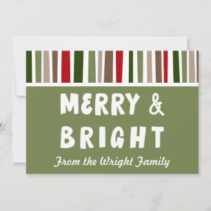 Bold Modern Colourful Merry & Bright, Personalized Holiday Card