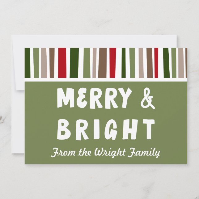 Bold Modern Colourful Merry & Bright, Personalized Holiday Card (Front)