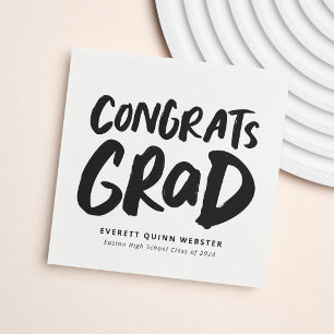 Bold modern congrats grad personalized graduation napkin